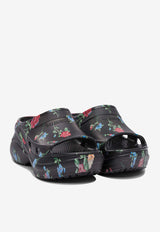 Balenciaga X Crocs Rose Print Pool Slides Black 677389W1S8G8154_80073