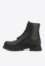 Alexander McQueen Leather Combat Boots Black 777808WIEQ11000_80079