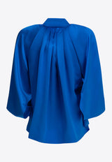 Max Mara Pianoforte Salice Silk Satin Blouse Blue 2511111014600SALICE037_80135