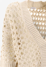 Brunello Cucinelli Knitted Mesh V-neck Cardigan Beige M3Y371006C9437_80156