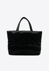 Saint Laurent Logo Debossed Silk Canvas Tote Bag Black 756269FACY81000_80194