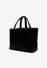 Saint Laurent Logo Debossed Silk Canvas Tote Bag Black 756269FACY81000_80194
