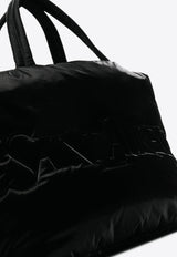 Saint Laurent Logo Debossed Silk Canvas Tote Bag Black 756269FACY81000_80194