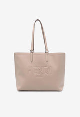 Fendi Logo Embossed Leather Tote Bag Beige 7VA610ARD9F04Y9_80196
