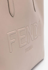 Fendi Logo Embossed Leather Tote Bag Beige 7VA610ARD9F04Y9_80196