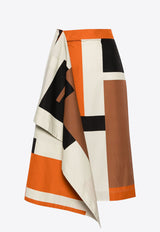 Fendi FF Puzzle Knitted Draped Midi Skirt Multicolor FQ7552ARU6F1NZQ_80221