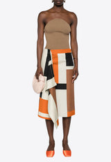 Fendi FF Puzzle Knitted Draped Midi Skirt Multicolor FQ7552ARU6F1NZQ_80221