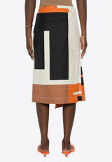 Fendi FF Puzzle Knitted Draped Midi Skirt Multicolor FQ7552ARU6F1NZQ_80221