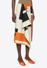 Fendi FF Puzzle Knitted Draped Midi Skirt Multicolor FQ7552ARU6F1NZQ_80221