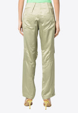 Fendi Wide-Leg Satin Cargo Pants Green FR6476ANQ8F1KE4_80216