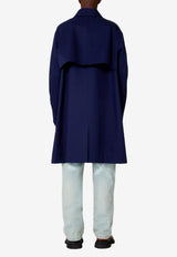 AMI PARIS Logo Embroidered Overcoat Blue HC0004.C00010491_80276