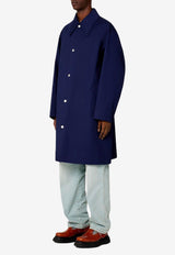 AMI PARIS Logo Embroidered Overcoat Blue HC0004.C00010491_80276