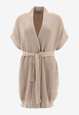 Brunello Cucinelli Diamante Knitted V-neck Cardigan Beige MDV754606C059_80226