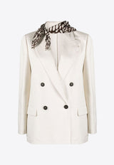 Brunello Cucinelli Double-Breasted Blazer with Scarf White ML1872431C001_80349