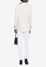 Brunello Cucinelli Double-Breasted Blazer with Scarf White ML1872431C001_80349