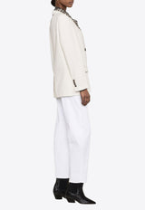 Brunello Cucinelli Double-Breasted Blazer with Scarf White ML1872431C001_80349