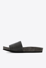 Brunello Cucinelli Monili Embellished Leather Slides Gray MZMIG1390CG546_80288