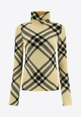 Burberry High-Neck Checked Sweater Beige 8080965_80230
