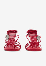 Burberry Ivy Shield 105 Wraparound Leather Sandals Red 8088746_80254