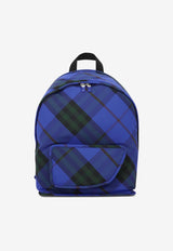 Burberry Shield Checked Canvas Backpack Blue 8085321_80354