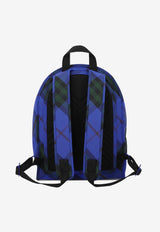 Burberry Shield Checked Canvas Backpack Blue 8085321_80354