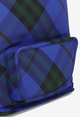 Burberry Shield Checked Canvas Backpack Blue 8085321_80354