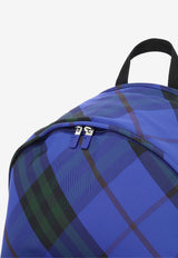 Burberry Shield Checked Canvas Backpack Blue 8085321_80354