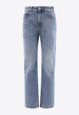 Chloé Foggy High-Rise Jeans with Monogram-Charm Light Blue C24SDP03157470_80341