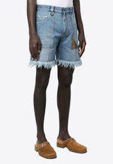 Fendi Frayed Denim Shorts Light Blue FLP307AN4WF0QG0_80362