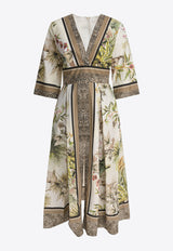 Elie Saab Savannah Print V-neck Maxi Dress Multicolor D0716PS25PO013FOULARD_80415