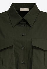 Elie Saab Short-Sleeved Poplin Shirt Green SH089NS25PO009PALM SHADE_80467