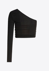 Courrèges One-Shoulder Twisted Cropped Top Black 225JT0412JS02209999_80518