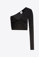 Courrèges One-Shoulder Twisted Cropped Top Black 225JT0412JS02209999_80518