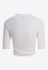 Sportmax Shaker Crossover Cropped Polo T-shirt White 2512361052600SHAKER001_80535