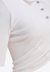 Sportmax Shaker Crossover Cropped Polo T-shirt White 2512361052600SHAKER001_80535