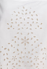 Self-Portrait Broderie Anglaise Cropped Top White SS25-138T-WWHITE_80631