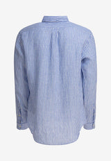 Polo Ralph Lauren Striped Long-Sleeved Linen Shirt Light Blue 7108734460015137A BLUE/WHITE_80759