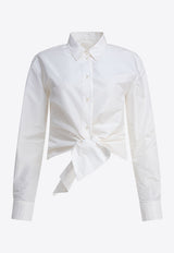 Givenchy Long-Sleeved Silk Shirt with Tied-Bow White BW61DP15YX130_80982