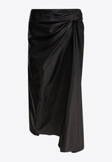 Balenciaga Draped Silk Midi Skirt Black 831248TSO911000_81055