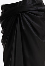 Balenciaga Draped Silk Midi Skirt Black 831248TSO911000_81055