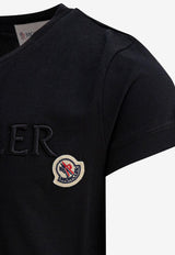 Moncler Kids Boys Logo Embroidered T-shirt Blue 8C00013-89AT9F99_81132