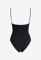 Hunza G Crystal Cut-Out One-Piece Swimsuit Black CRYSTAL SWIMCRINKLEBLACK_81278