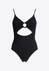 Hunza G Crystal Cut-Out One-Piece Swimsuit Black CRYSTAL SWIMCRINKLEBLACK_81278