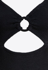 Hunza G Crystal Cut-Out One-Piece Swimsuit Black CRYSTAL SWIMCRINKLEBLACK_81278