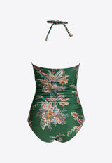 Zimmermann Rhiannon Wide Link Floral One-Piece Swimsuit Green 0171WSS251TEAMULPAI_81236