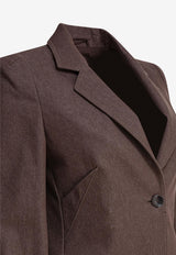 Max Mara Agguati Denim-Effect Blazer Brown 2511041023600AGGUATI002_81369