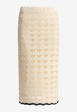 Zimmermann Rhiannon Crochet Knit Midi Skirt Beige 3174SSS251CRBL_81403