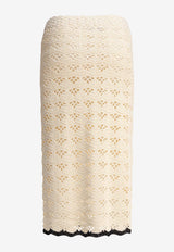 Zimmermann Rhiannon Crochet Knit Midi Skirt Beige 3174SSS251CRBL_81403
