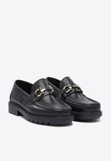 Ferragamo Duglas Gancini Leather Loafers Black 0768108_81444