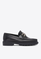 Ferragamo Duglas Gancini Leather Loafers Black 0768108_81444